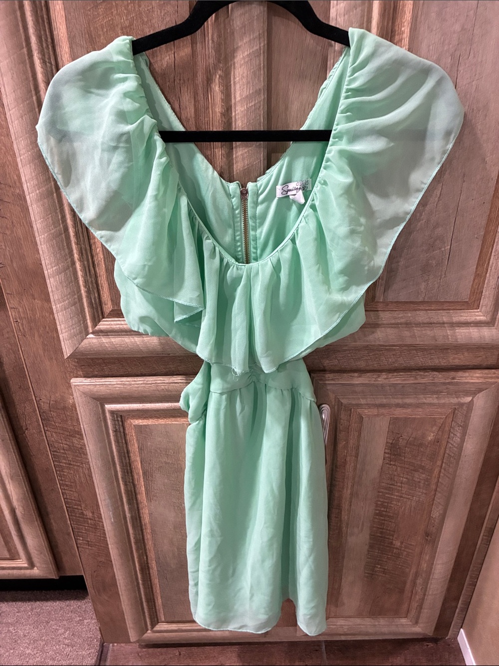 Speechless Mint Green Chiffon Dress with Pleated Detail